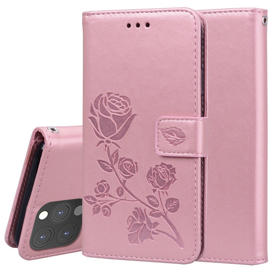 For iPhone 13 Pro Rose Embossed Horizontal Flip PU Leather Case with Holder & Card Slots & Wallet (Rose Gold) - iPhone 13 Pro Cases by buy2fix | Online Shopping UK | buy2fix