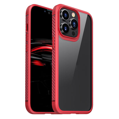 For iPhone 13 MG Series Carbon Fiber TPU + Clear PC Four-corner Airbag Shockproof Case Pro(Red) - iPhone 13 Cases by buy2fix | Online Shopping UK | buy2fix