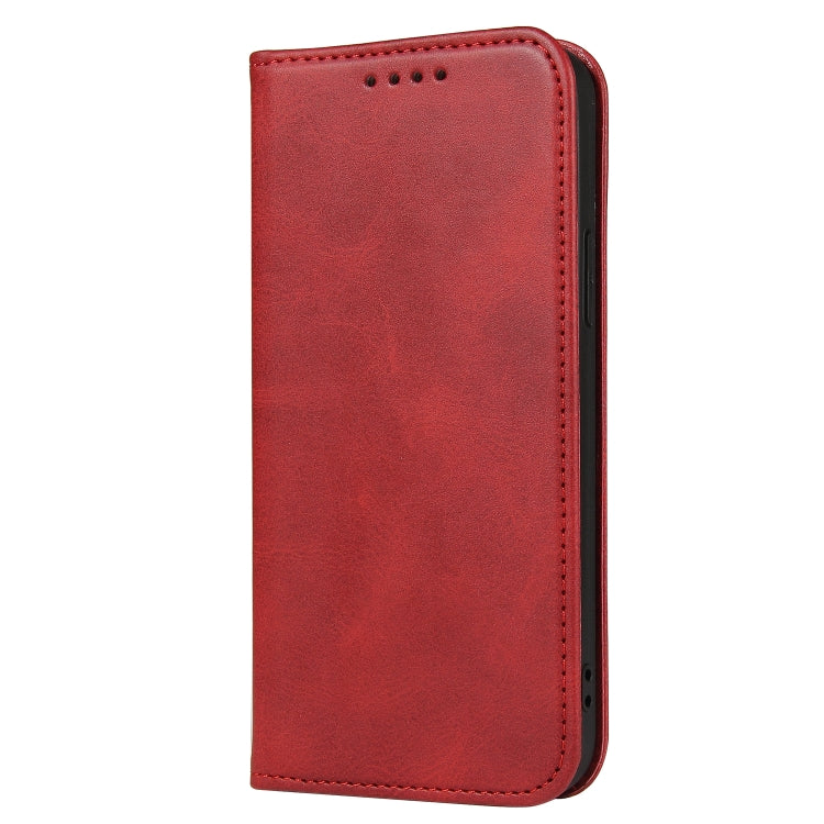 For iPhone 12 Pro Max Calf Texture Magnetic Horizontal Flip Leather Case with Holder & Card Slots & Wallet(Red) - iPhone 12 Pro Max Cases by buy2fix | Online Shopping UK | buy2fix