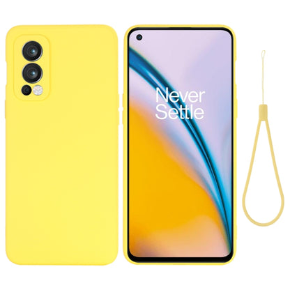 For OnePlus Nord 2 5G Solid Color Liquid Silicone Shockproof Full Coverage Protective Case(Yellow) - OnePlus Cases by buy2fix | Online Shopping UK | buy2fix