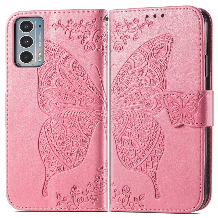 For Motorola Moto Edge 20 Butterfly Love Flower Embossed Horizontal Flip Leather Case with Holder & Card Slots & Wallet & Lanyard(Pink) - Motorola Cases by buy2fix | Online Shopping UK | buy2fix