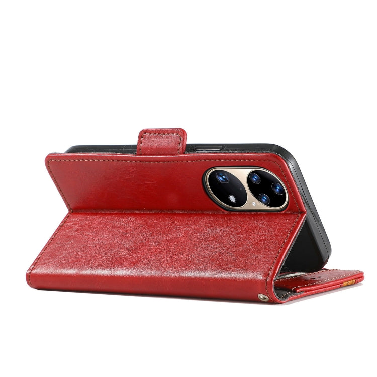 For Huawei P50 Pro CaseNeo Business Splicing Dual Magnetic Buckle Horizontal Flip PU Leather Case with Holder & Card Slots & Wallet(Red) - Huawei Cases by buy2fix | Online Shopping UK | buy2fix