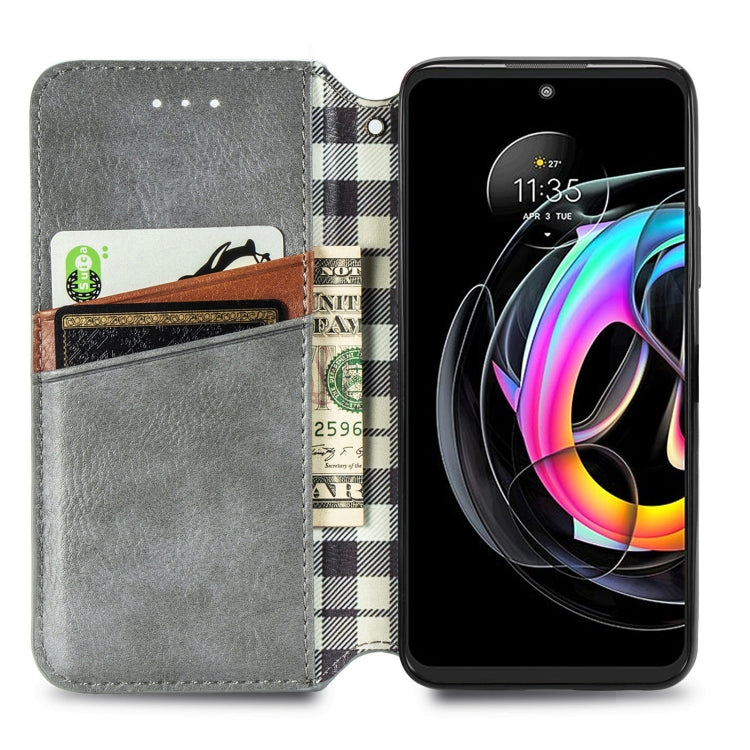 For Motorola Edge 20 Lite Cubic Grid Pressed Horizontal Flip Magnetic PU Leather Case with Holder & Card Slots & Wallet(Grey) - Motorola Cases by buy2fix | Online Shopping UK | buy2fix