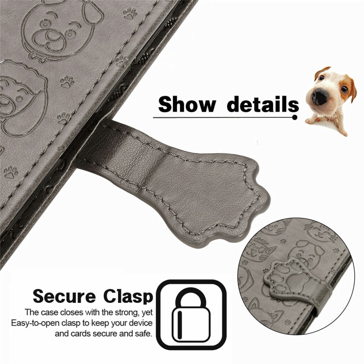 For Motorola Moto Edge 20 Lovely Cat and Dog Embossing Pattern Horizontal Flip Leather Case , with Holder & Card Slots & Wallet & Cartoon Clasp & Lanyard(Grey) - Motorola Cases by buy2fix | Online Shopping UK | buy2fix
