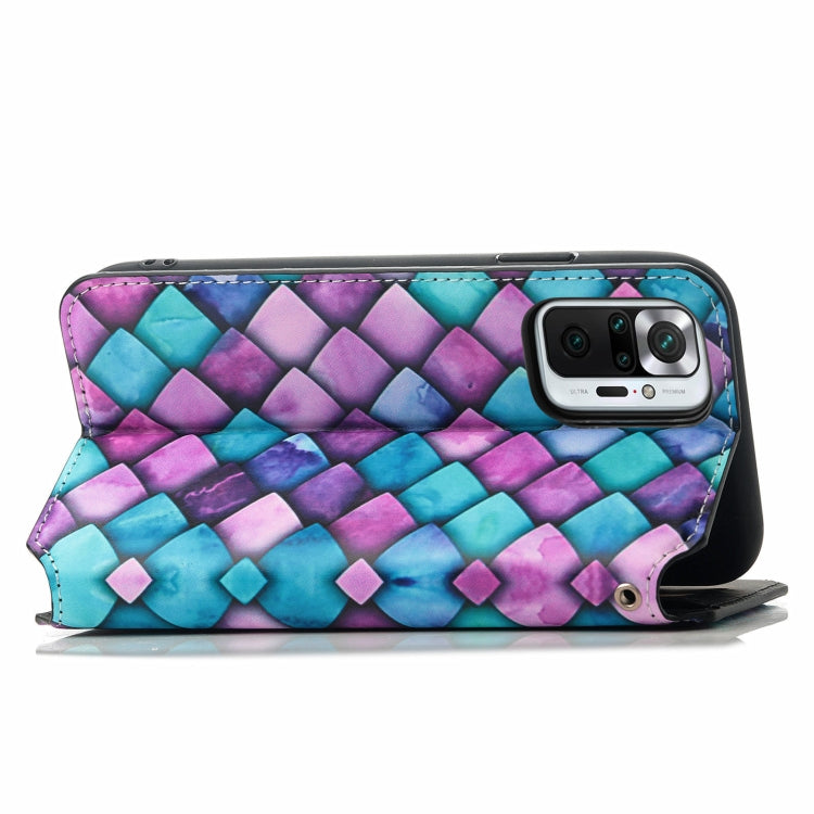 For Xiaomi Redmi Note 10 Pro Colorful Magnetic Horizontal Flip PU Leather Case with Holder & Card Slot & Wallet(Purple Scales) - Xiaomi Cases by buy2fix | Online Shopping UK | buy2fix