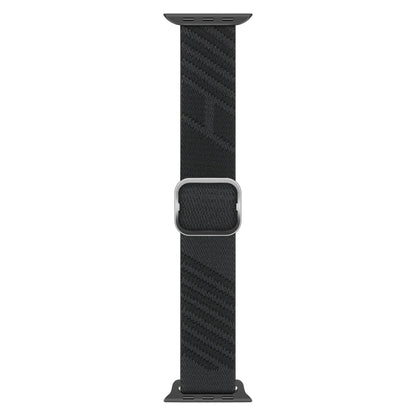 Two-color Nylon Braid Watch Band For Apple Watch Ultra 49mm&Watch Ultra 2 49mm / Series 9&8&7 45mm / SE 3&SE 2&6&SE&5&4 44mm / 3&2&1 42mm(Black Grey) - Watch Bands by buy2fix | Online Shopping UK | buy2fix