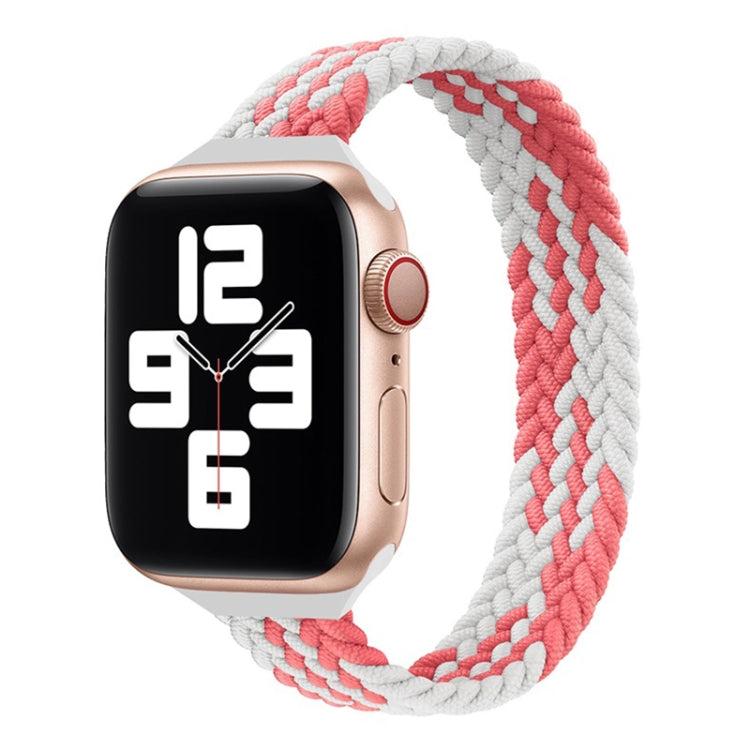 Small Waist Single Loop Nylon Braid Watch Band For Apple Watch Ultra 49mm&Watch Ultra 2 49mm / Series 9&8&7 45mm / SE 3&SE 2&6&SE&5&4 44mm / 3&2&1 42mm, Szie: XS 135mm(Z Pattern-Pink White) - Watch Bands by buy2fix | Online Shopping UK | buy2fix