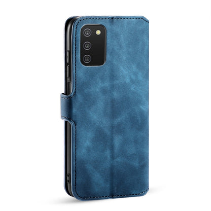 For Samsung Galaxy A03s 166mm DG.MING Retro Oil Side Horizontal Flip Leather Case with Holder & Card Slots & Wallet(Blue) - Galaxy Phone Cases by DG.MING | Online Shopping UK | buy2fix