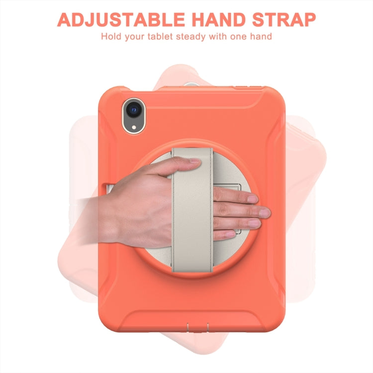 For iPad mini 6 360 Degree Rotation PC + TPU Protective Tablet Case with Holder & Hand-strap(Coral Orange) - iPad mini 6 Cases by buy2fix | Online Shopping UK | buy2fix