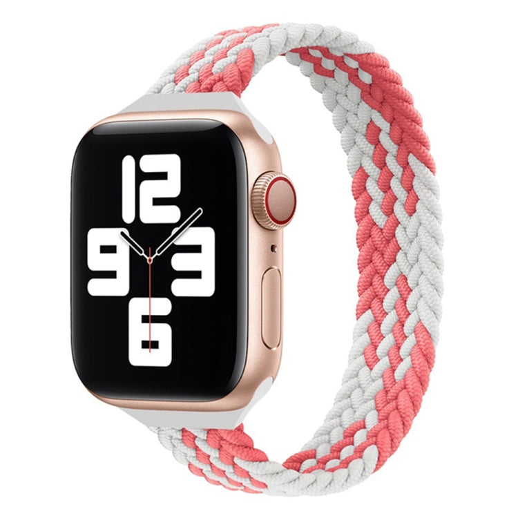 Small Waist Single Loop Nylon Braid Watch Band For Apple Watch Ultra 49mm&Watch Ultra 2 49mm / Series 9&8&7 45mm / SE 3&SE 2&6&SE&5&4 44mm / 3&2&1 42mm, Size:M 155mm(Z Pattern-Pink White) - Watch Bands by buy2fix | Online Shopping UK | buy2fix