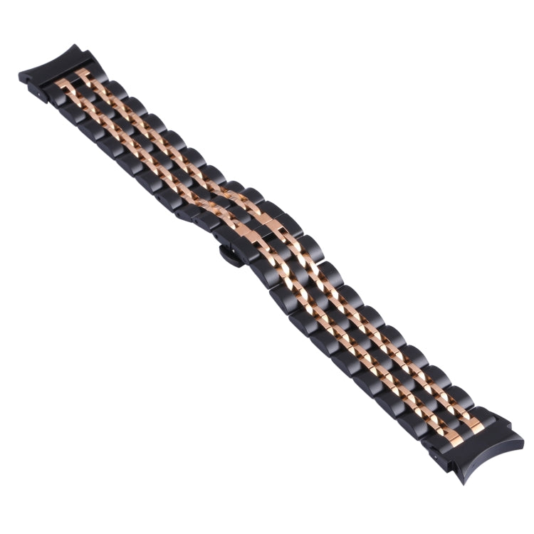 For Samsung Galaxy Watch4 40mm/44mm Seven-bead Stainless Steel Watch Band(Black Rose Gold) - Watch Bands by buy2fix | Online Shopping UK | buy2fix