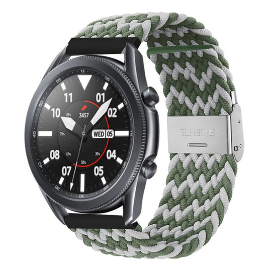 22mm Universal Metal Buckle Nylon Braided Watch Band(W White Green) - 22mm Bands by buy2fix | Online Shopping UK | buy2fix