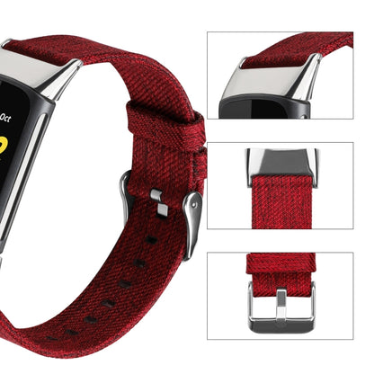 For Fitbit Charge 5 Nylon Canvas Watch Band(Red) - Watch Bands by buy2fix | Online Shopping UK | buy2fix