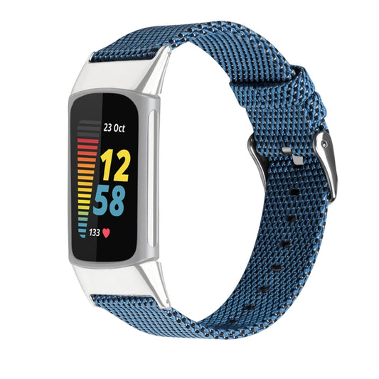 For Fitbit Charge 5 Nylon Canvas Watch Band(Blue) - Watch Bands by buy2fix | Online Shopping UK | buy2fix