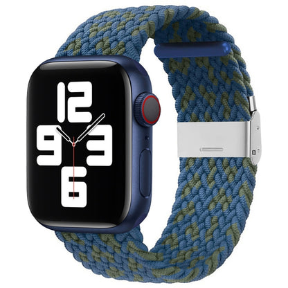 Nylon Braid One Buckle Watch Band For Apple Watch Ultra 49mm&Watch Ultra 2 49mm / Series 9&8&7 45mm / SE 3&SE 2&6&SE&5&4 44mm / 3&2&1 42mm(Blue Green) - Watch Bands by buy2fix | Online Shopping UK | buy2fix