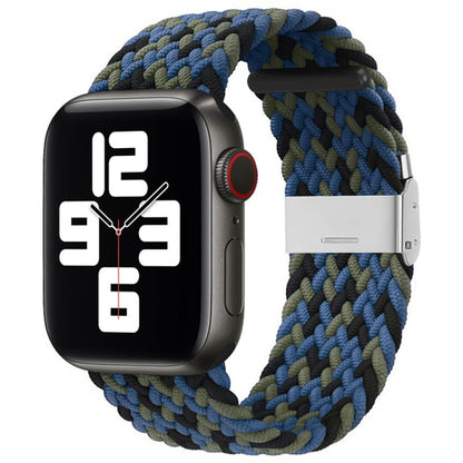 Nylon Braid One Buckle Watch Band For Apple Watch Ultra 49mm&Watch Ultra 2 49mm / Series 9&8&7 45mm / SE 3&SE 2&6&SE&5&4 44mm / 3&2&1 42mm(Blue Camouflage) - Watch Bands by buy2fix | Online Shopping UK | buy2fix