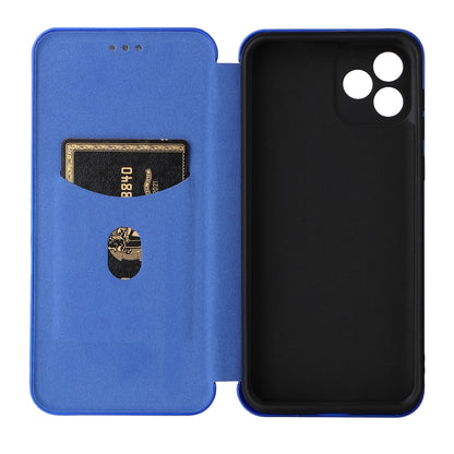 For Blackview Oscal C20 Carbon Fiber Texture Horizontal Flip Leather Phone Case with Card Slot(Blue) - More Brand by buy2fix | Online Shopping UK | buy2fix