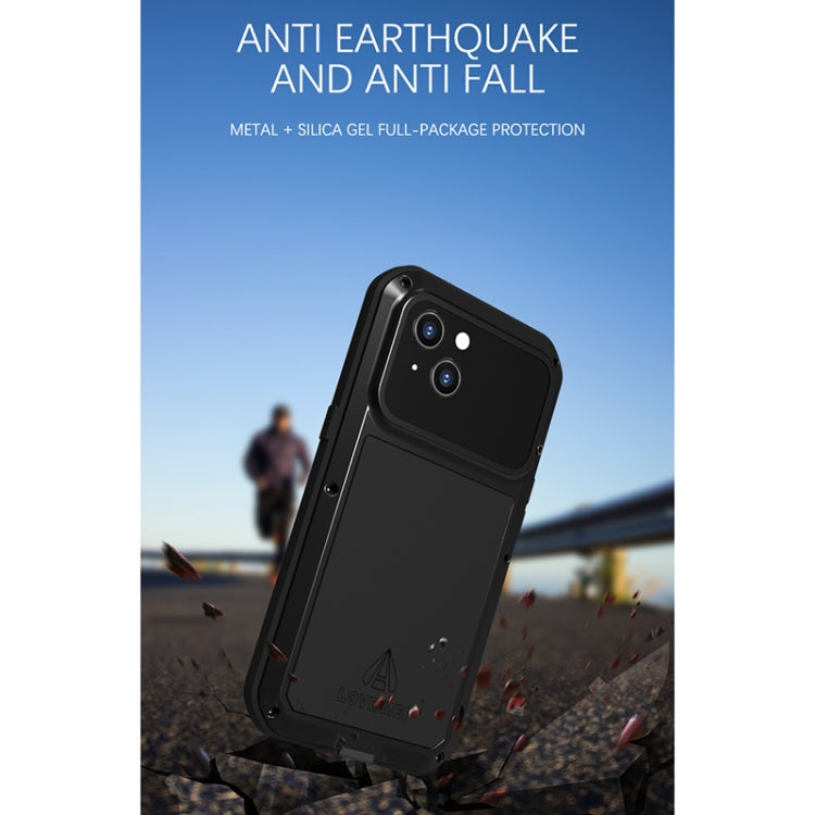 For iPhone 13 LOVE MEI Metal Shockproof Life Waterproof Dustproof Protective Phone Case(Black) - iPhone 13 Cases by LOVE MEI | Online Shopping UK | buy2fix