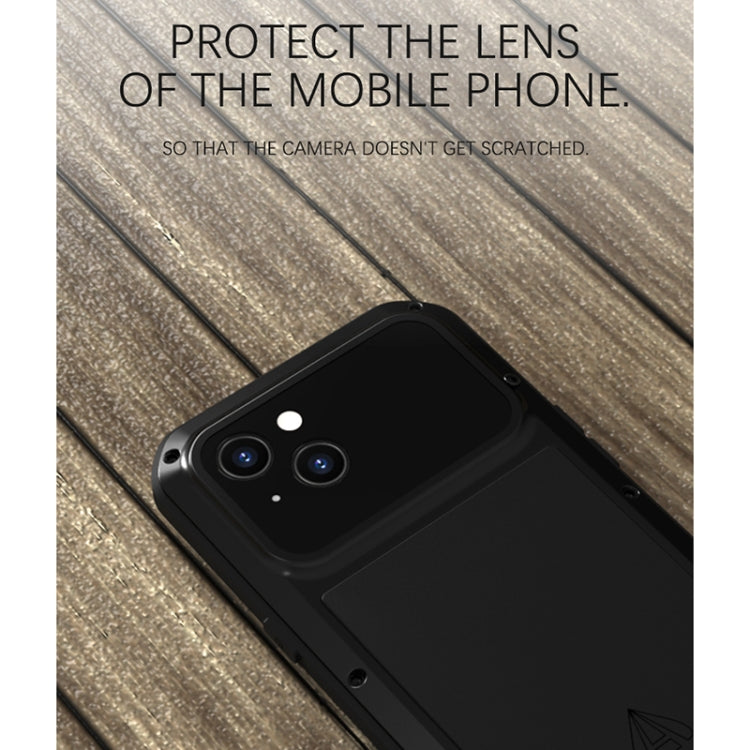 For iPhone 13 LOVE MEI Metal Shockproof Life Waterproof Dustproof Protective Phone Case(Black) - iPhone 13 Cases by LOVE MEI | Online Shopping UK | buy2fix