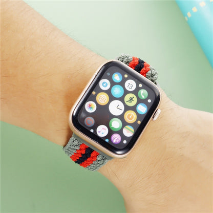 Adjustable Striped Woven Nylon Strap Watch Band For Apple Watch Ultra 49mm&Watch Ultra 2 49mm / Series 9&8&7 45mm / SE 3&SE 2&6&SE&5&4 44mm / 3&2&1 42mm(Black Red White) - Watch Bands by buy2fix | Online Shopping UK | buy2fix