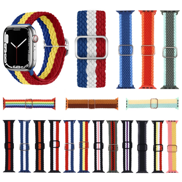 Adjustable Striped Woven Nylon Strap Watch Band For Apple Watch Ultra 49mm&Watch Ultra 2 49mm / Series 9&8&7 45mm / SE 3&SE 2&6&SE&5&4 44mm / 3&2&1 42mm(Black) - Watch Bands by buy2fix | Online Shopping UK | buy2fix