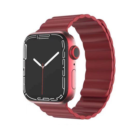 Mutural Liquid Silicone Magnetic Strap Watch Band For Apple Watch Ultra 49mm&Watch Ultra 2 49mm / Series 9&8&7 45mm / SE 3&SE 2&6&SE&5&4 44mm / 3&2&1 42mm(Red) - Watch Bands by Mutural | Online Shopping UK | buy2fix