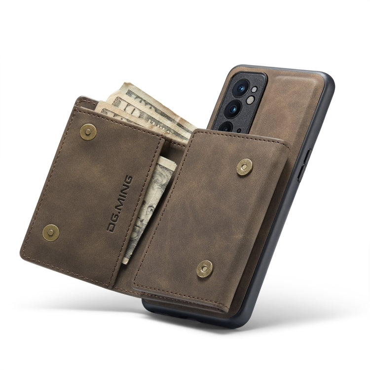 For OnePlus 9RT 5G DG.MING M1 Series 3-Fold Multi Card Wallet Back Cover Leather Phone Case(Coffee) - OnePlus Cases by DG.MING | Online Shopping UK | buy2fix