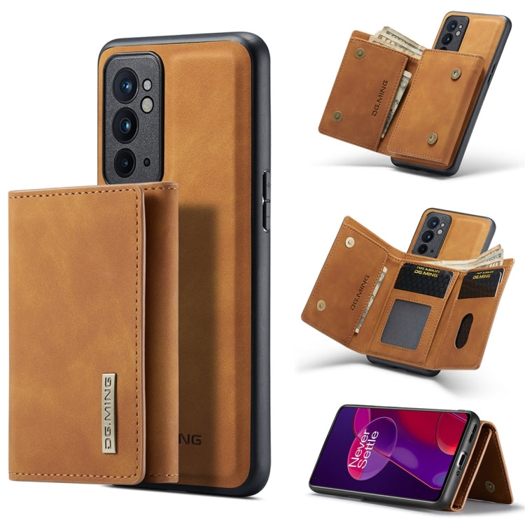 For OnePlus 9RT 5G DG.MING M1 Series 3-Fold Multi Card Wallet Back Cover Leather Phone Case(Brown) - OnePlus Cases by DG.MING | Online Shopping UK | buy2fix