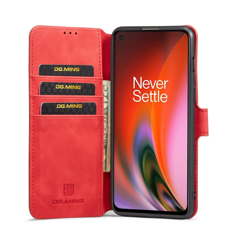 For OnePlus Nord 2 DG.MING Retro Oil Side Horizontal Flip Leather Case with Holder & Card Slots & Wallet(Red) - OnePlus Cases by DG.MING | Online Shopping UK | buy2fix