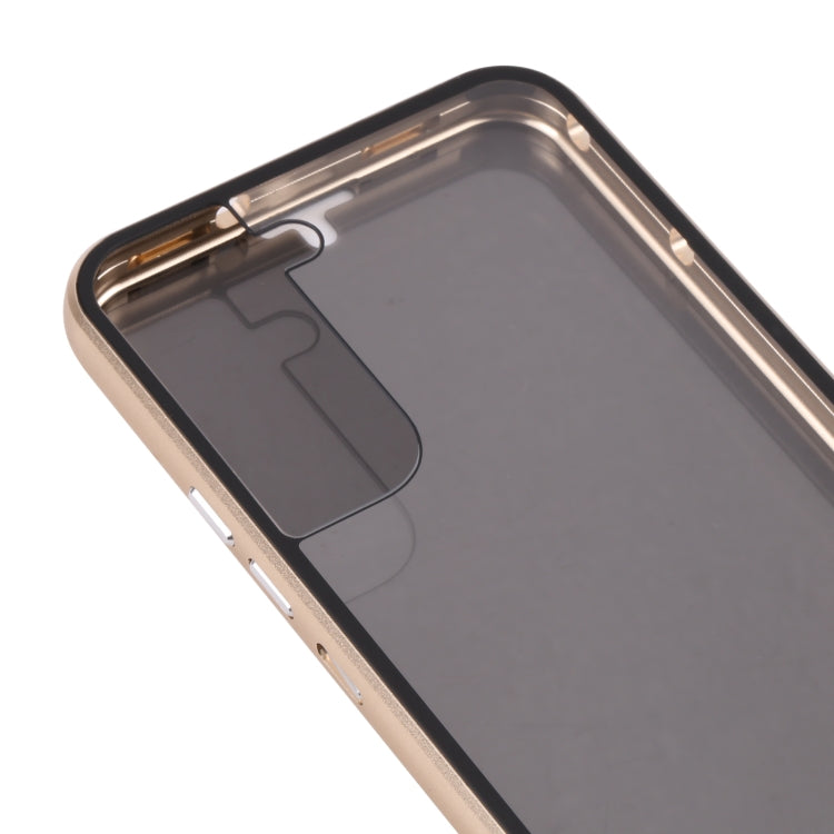 For Samsung Galaxy S22 5G Anti-peeping Magnetic Double-sided Tempered Glass Phone Case(Gold) - Galaxy S22 5G Cases by buy2fix | Online Shopping UK | buy2fix