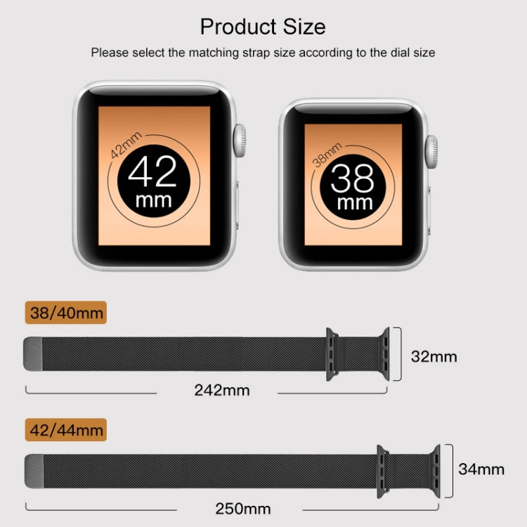 For Apple Watch Series 7 45mm / 6 & SE & 5 & 4 44mm / 3 & 2 & 1 42mm Mutural Milanese Stainless Steel Watch Band(Black) - Watch Bands by Mutural | Online Shopping UK | buy2fix