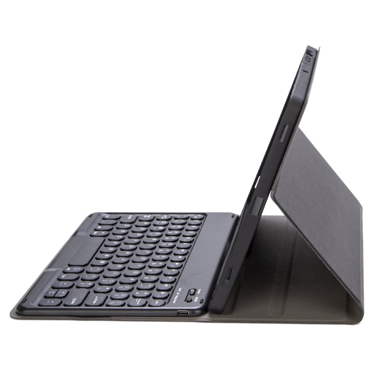 YA08B Lambskin Texture Voltage Round Keycap Bluetooth Keyboard Leather Case For Samsung Galaxy Tab A8 10.5 2021 SM-X200 / SM-X205(Black) - Samsung Keyboard by buy2fix | Online Shopping UK | buy2fix