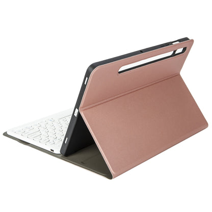 YA08B Lambskin Texture Voltage Round Keycap Bluetooth Keyboard Leather Case For Samsung Galaxy Tab A8 10.5 2021 SM-X200 / SM-X205(Rose Gold) - Samsung Keyboard by buy2fix | Online Shopping UK | buy2fix