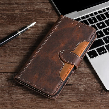 For Ulefone Note 12P Stitching Skin Feel Magnetic Buckle Horizontal Flip PU Leather Case(Brown) - Ulefone Cases by buy2fix | Online Shopping UK | buy2fix