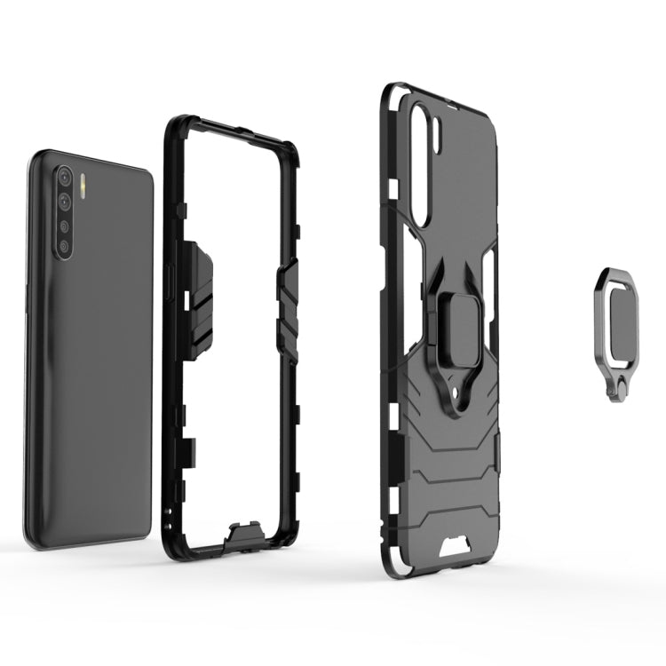 For OPPO A91 PC + TPU Shockproof Protective Case with Magnetic Ring Holder(Navy Blue) - OPPO Cases by buy2fix | Online Shopping UK | buy2fix