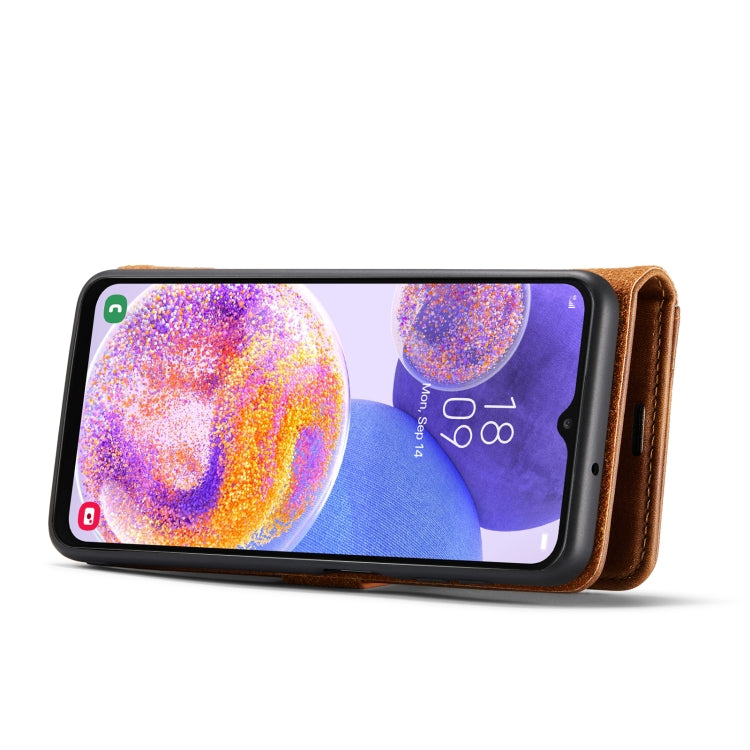 For Samsung Galaxy A23 5G DG.MING Crazy Horse Texture Detachable Magnetic Leather Phone Case(Brown) - Galaxy Phone Cases by DG.MING | Online Shopping UK | buy2fix