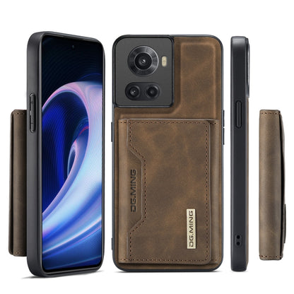 For OnePlus Ace/10R DG.MING M2 Series 3-Fold Multi Card Bag Phone Case(Coffee) - OnePlus Cases by DG.MING | Online Shopping UK | buy2fix