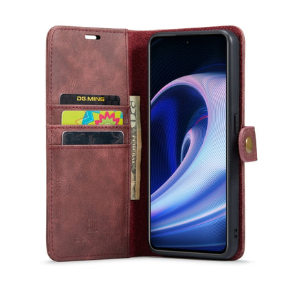 For OnePlus Ace & 10R DG.MING Crazy Horse Texture Detachable Magnetic Leather Phone Case(Red) - OnePlus Cases by DG.MING | Online Shopping UK | buy2fix