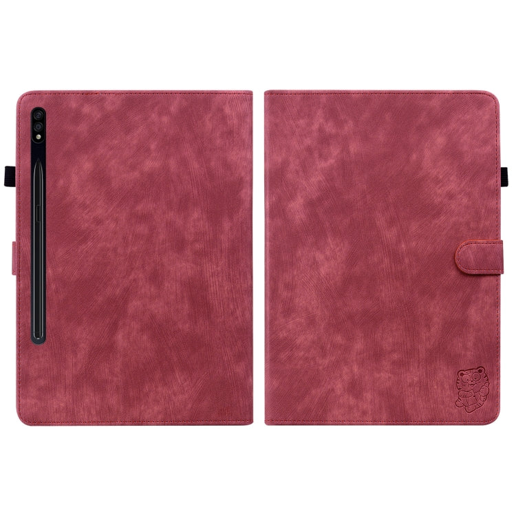 For Samsung Galaxy Tab S9 Tiger Pattern Flip Leather Tablet Case(Red) - Galaxy Tab S9 Cases by buy2fix | Online Shopping UK | buy2fix