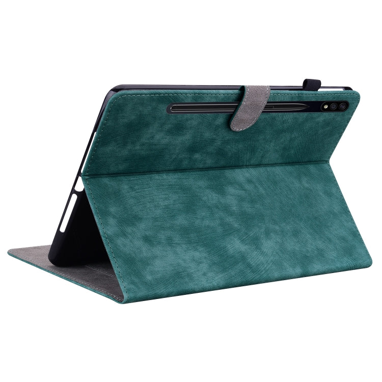 For Samsung Galaxy Tab S9+ Tiger Pattern Flip Leather Tablet Case(Dark Green) - Galaxy Tab S9+ Cases by buy2fix | Online Shopping UK | buy2fix