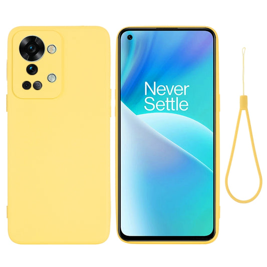 For OnePlus Nord 2T Pure Color Liquid Silicone Shockproof Phone Case(Yellow) - OnePlus Cases by buy2fix | Online Shopping UK | buy2fix