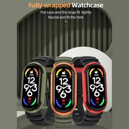 For Xiaomi Mi Band 5 / 6 / 7 MIJOBS GS Unibody Two-color Watch Band(Army Green Orange) - Watch Bands by MIJOBS | Online Shopping UK | buy2fix