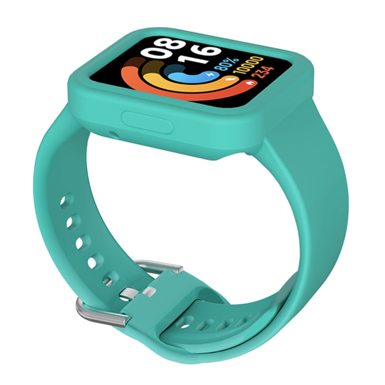 For Xiaomi Redmi Watch 2 / Watch 2 Lite Solid Color Silicone Integrated Watch Band(Cyan) - Watch Bands by buy2fix | Online Shopping UK | buy2fix