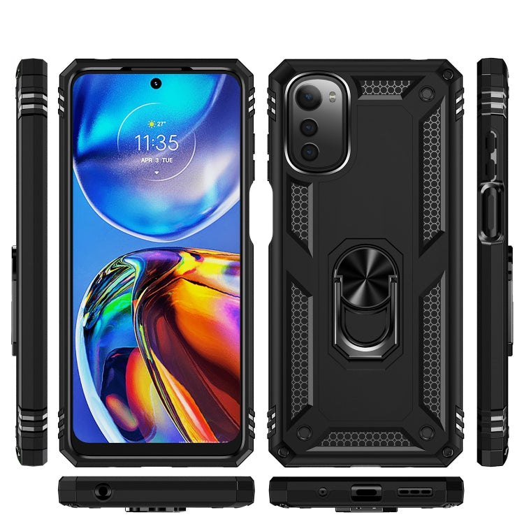 For Motorola Moto E32 4G Shockproof TPU + PC Phone Case with 360 Degree Rotating Holder(Black) - Motorola Cases by buy2fix | Online Shopping UK | buy2fix