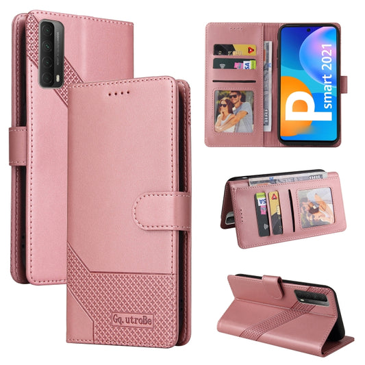 For Huawei P Smart 2021 GQUTROBE Skin Feel Magnetic Leather Phone Case(Rose Gold) - Huawei Cases by GQUTROBE | Online Shopping UK | buy2fix