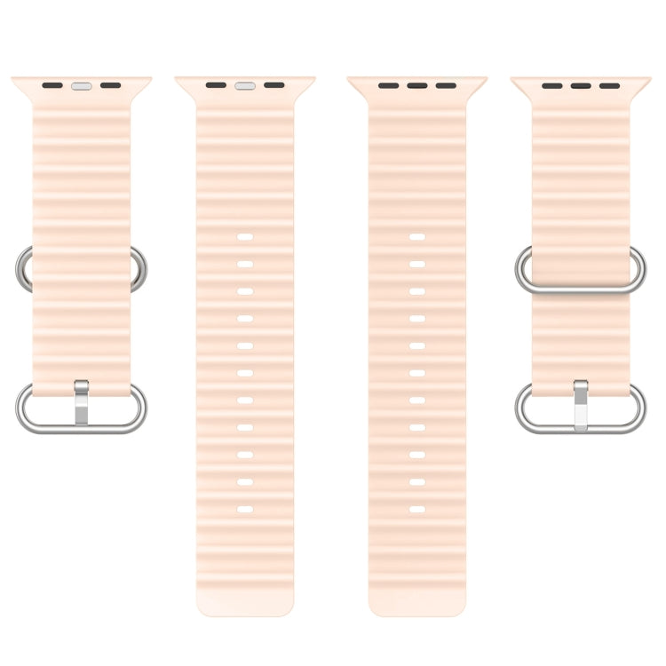 Ocean Silicone Watch Band for Apple Watch Series 9&8&7 41mm / SE 3& SE 2&6&SE&5&4 40mm / 3&2&1 38mm (Light Pink) - Watch Bands by buy2fix | Online Shopping UK | buy2fix