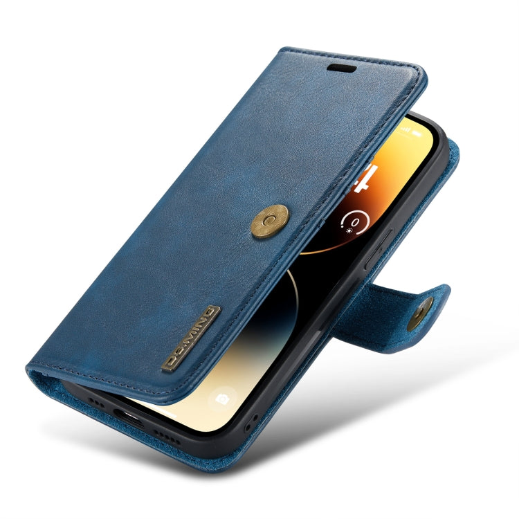 For iPhone 14 Pro DG.MING Crazy Horse Texture Detachable Magnetic Leather Case(Blue) - iPhone 14 Pro Cases by DG.MING | Online Shopping UK | buy2fix