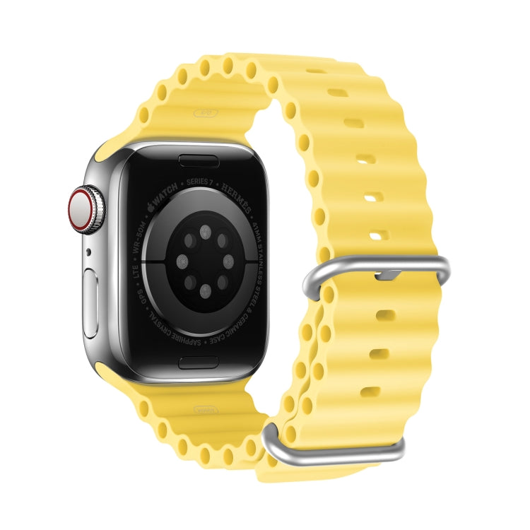 DUX DUCIS Sea Wave Silicone Watch Band For Apple Watch Series 8&7 41mm / SE 2&6&SE&5&4 40mm / 3&2&1 38mm(Yellow) - Watch Bands by DUX DUCIS | Online Shopping UK | buy2fix