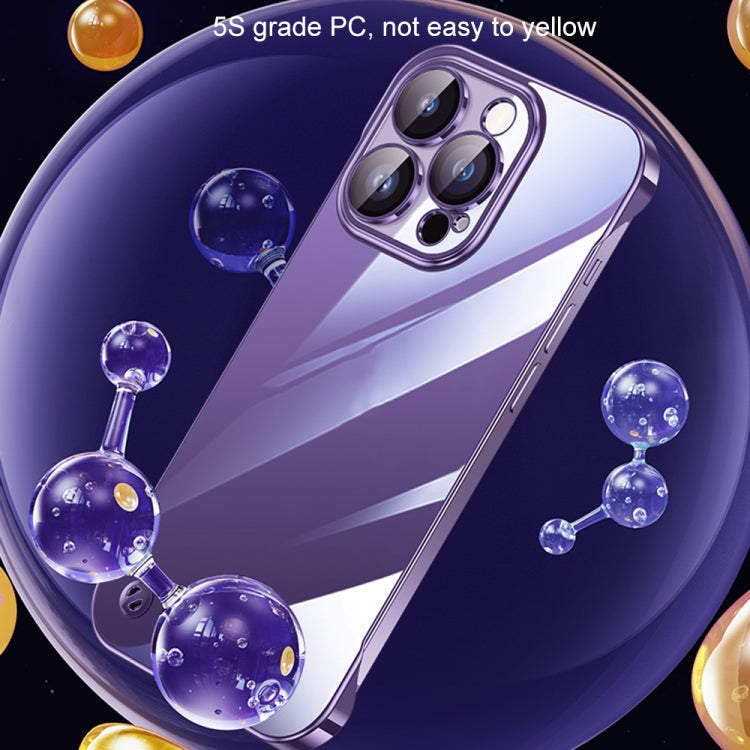 For iPhone 14 Pro Max Electroplating Frameless Clear PC Phone Case(Purple) - iPhone 14 Pro Max Cases by buy2fix | Online Shopping UK | buy2fix