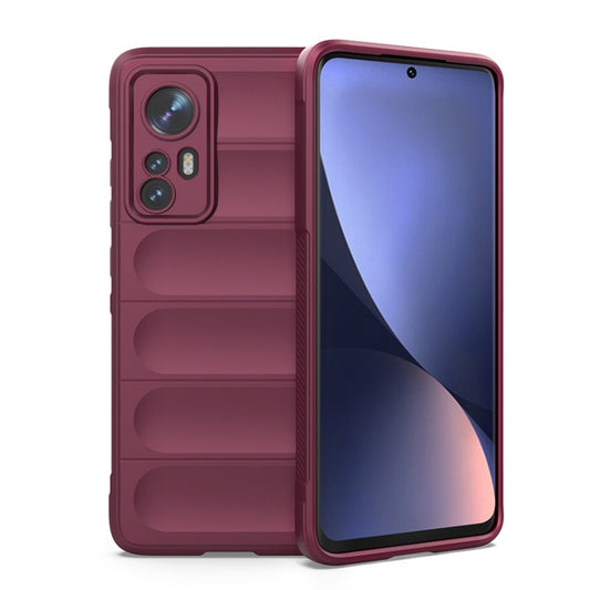 For Xiaomi 12 Magic Shield TPU + Flannel Phone Case(Wine Red) - Xiaomi Cases by buy2fix | Online Shopping UK | buy2fix